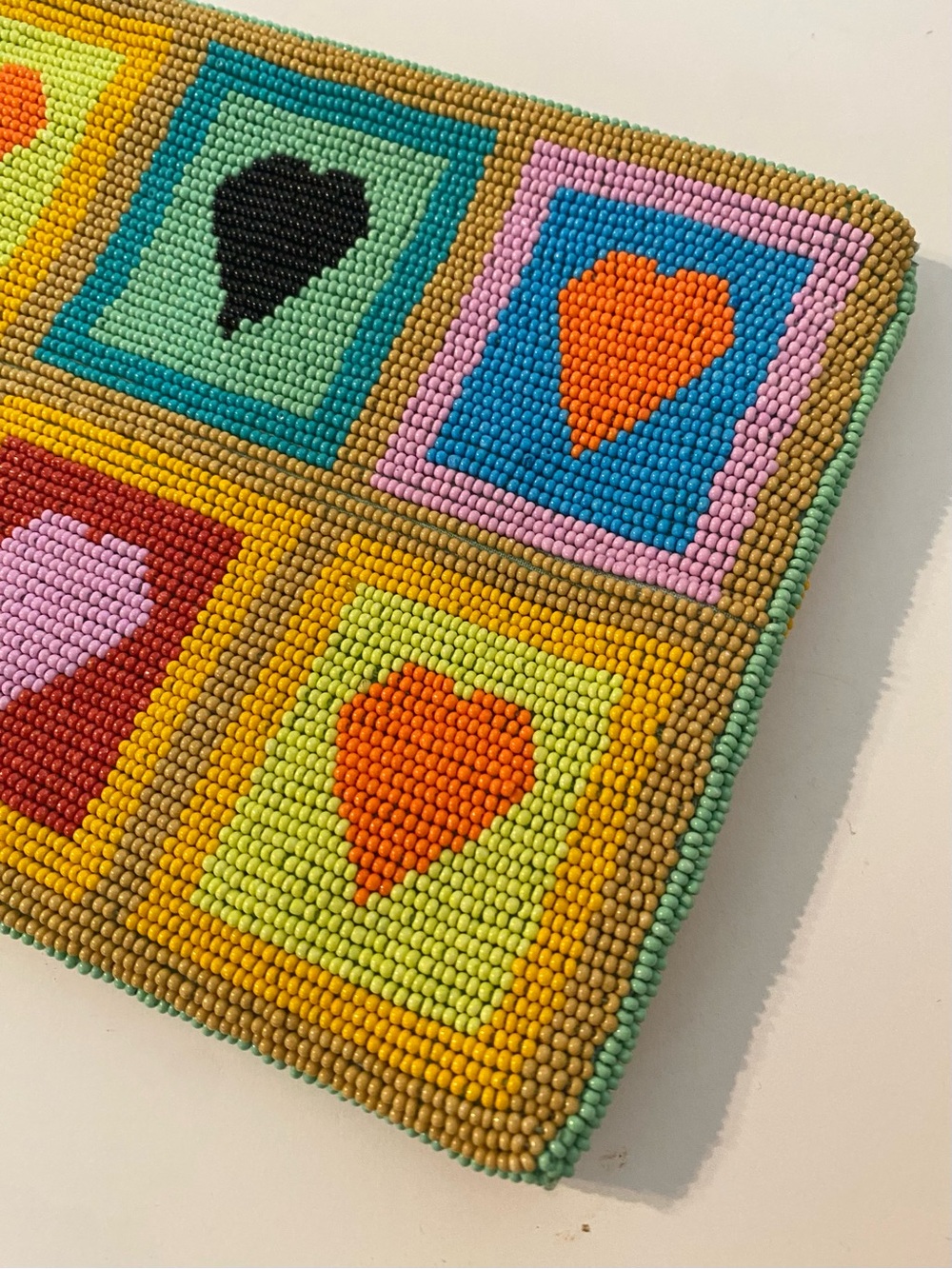 Anthropologie Fiona Beaded Medium Pouch in Hearts - Picture 2 of 10